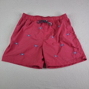 J.Mclaughin Pink Swimshorts XL CRAB EMBROIDERY Allover Drawstring Pockets Lined